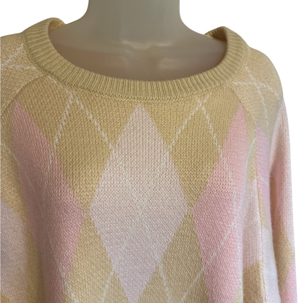 NWT  Retail: $70  SPRING Pastel Argyle Sweater  PLUS: 2X    CL-56 - Picture 2 of 9